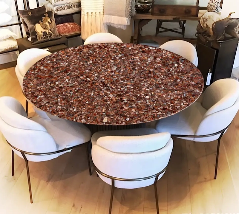 Red Carnelian Semiprecious Stone Slab for high-end kitchen counter